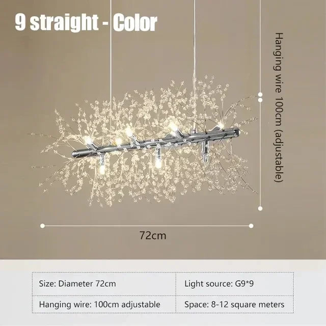 Afralia™ Dandelion Crystal Ceiling Lamp Chandelier for Bedroom Dining Room Kitchen Island
