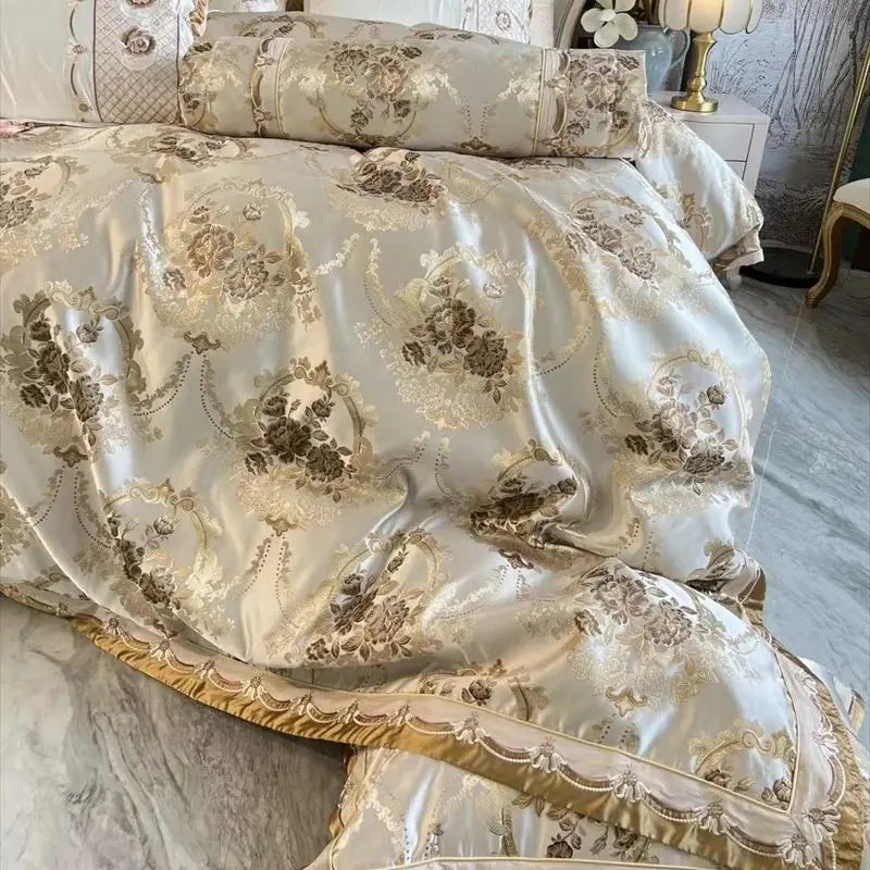 Afralia™ Luxury European Palace Jacquard Cotton Embroidery Bedding Set