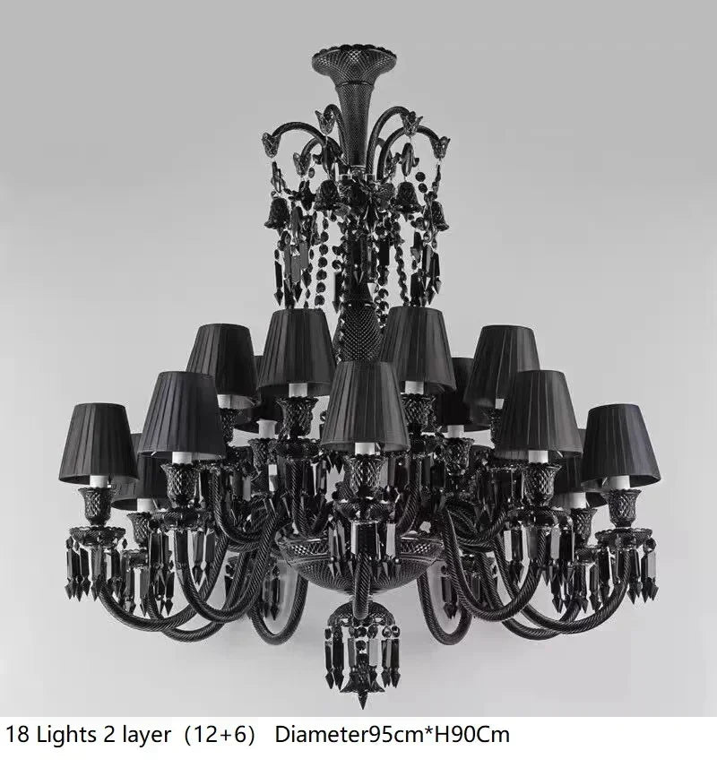 Afralia™ Black Crystal Chandelier: Luxury Lighting for Villa Hotel, Living Room, Dining Room