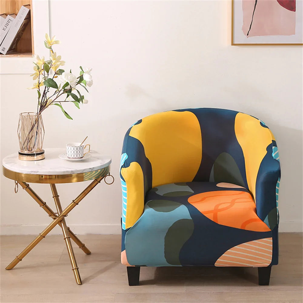 Afralia™ Printed Tub Chair Cover - Armchair Slipcover for Club Sofa