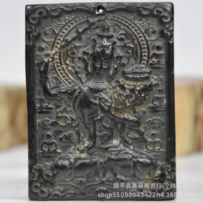 Afralia™ Black Iron Meteorite Sun God Statue - Hongshan Culture Archaize Sculpture