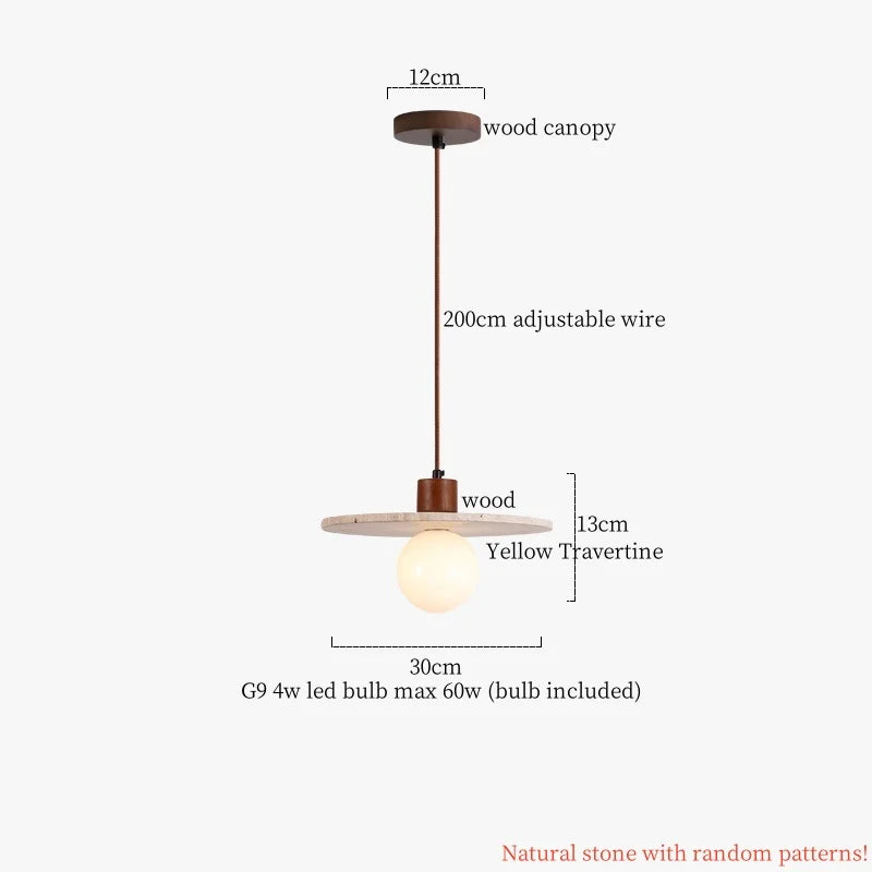 Afralia™ Wood Stone LED Hanging Lamp Modern Pendant Lighting for Living Room