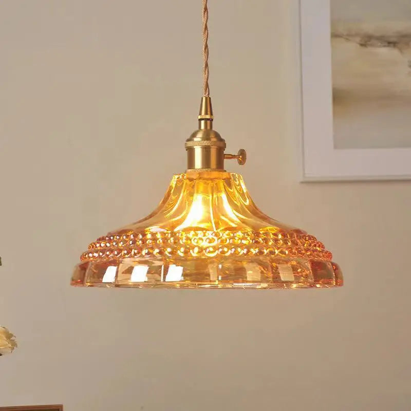 Afralia™ Copper Glass LED Pendant Lamp Switch Green Amber White Nordic Hanging Lights