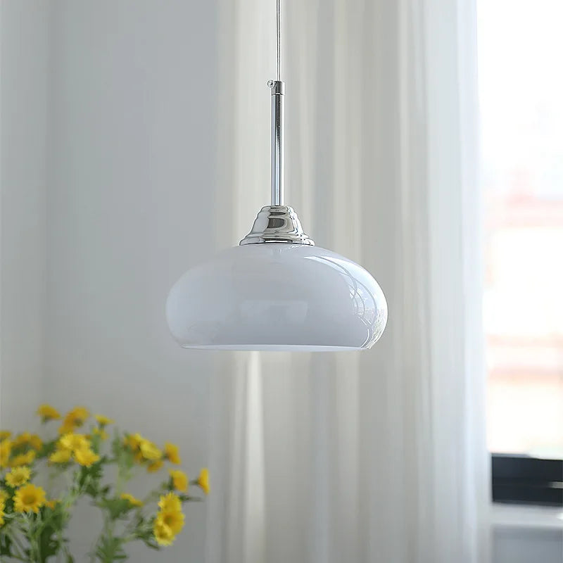 Afralia™ Cream Glass Nordic LED Pendant Light for Home Decor and Lighting