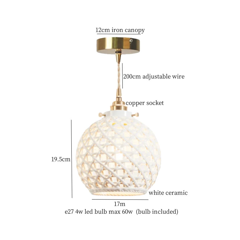 Afralia™ French Minimalism Ceramic LED Pendant Light for Home Decor
