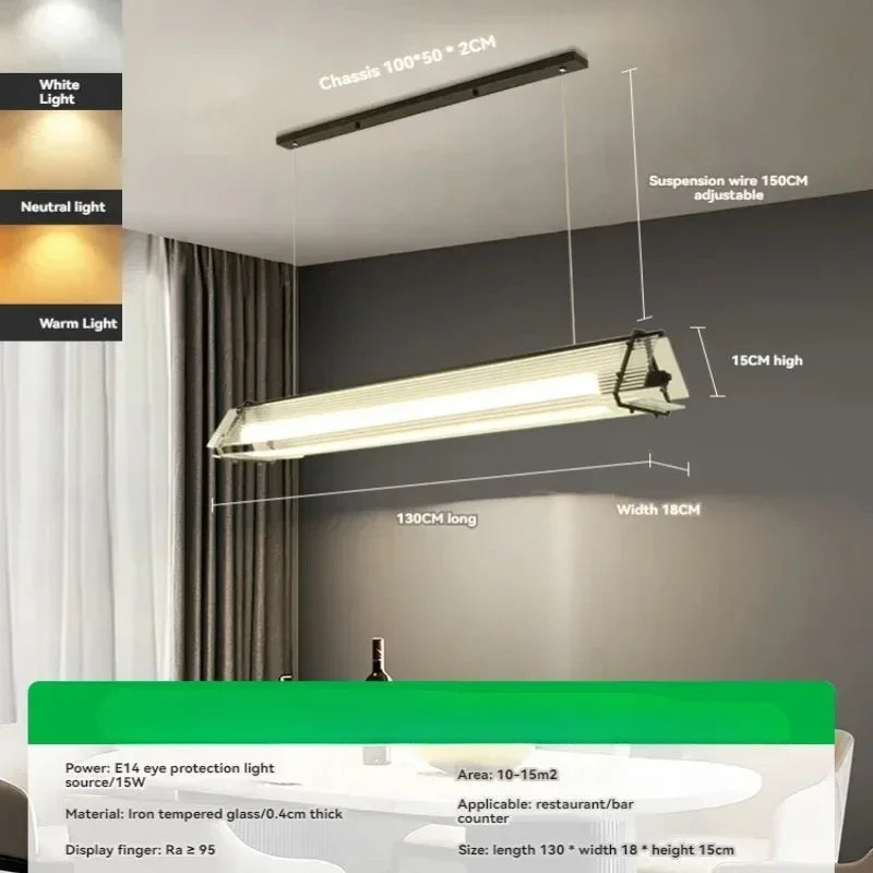 Afralia™ Glass LED Tube Chandelier Pendant - Nordic Style for Dining Room, Kitchen, Living Room