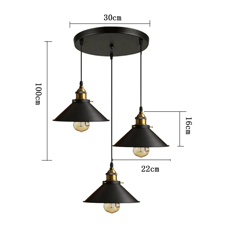 Afralia™ Industrial Ceiling Chandelier for Kitchen Bedroom Restaurant Home, Black/White, 3 Heads