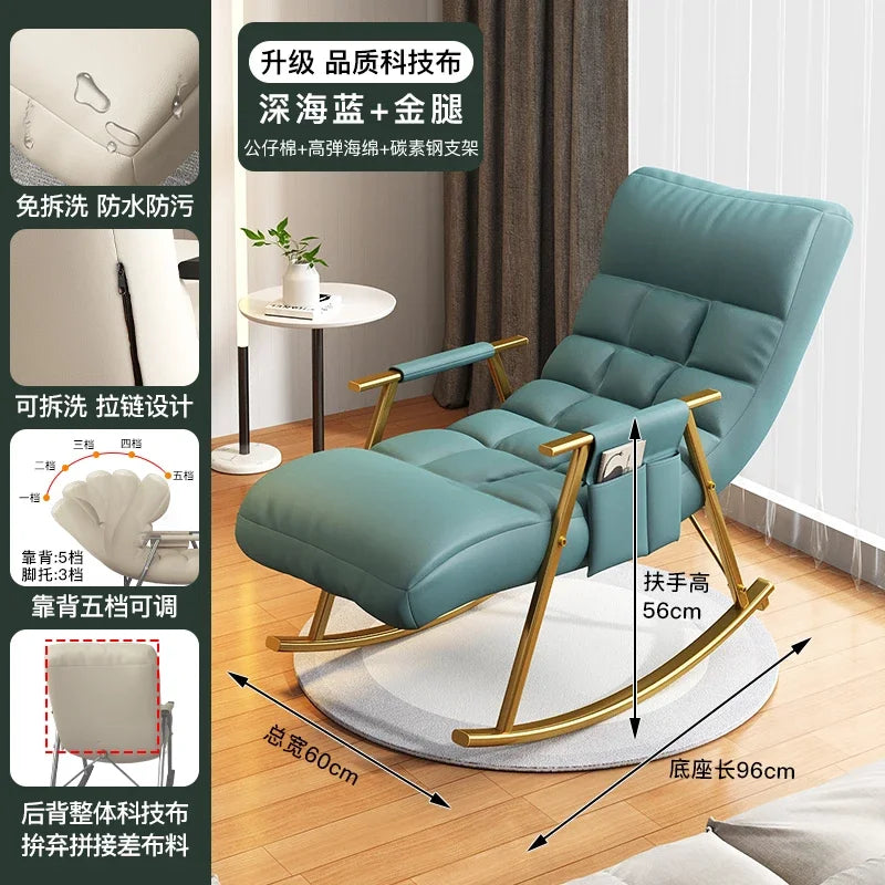 Afralia™ Nordic Rocking Chair Recliner for Balcony, Lazy Home Sofa, Adult Single Seat