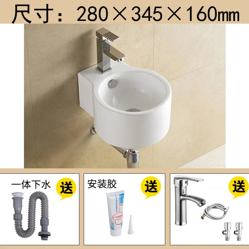 Afralia™ Nordic Ceramic Wall Hung Washbasin for Bathroom and Kitchen