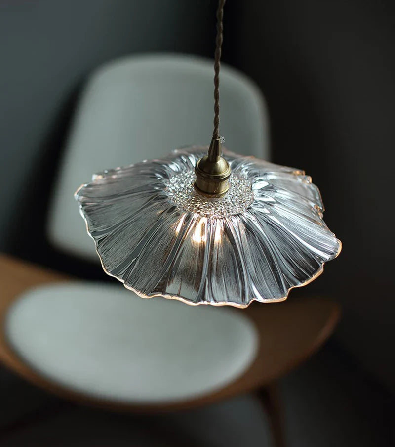 Afralia™ Japanese Sunflower Glass Pendant Lights Modern Brass Hanglamp Fixture