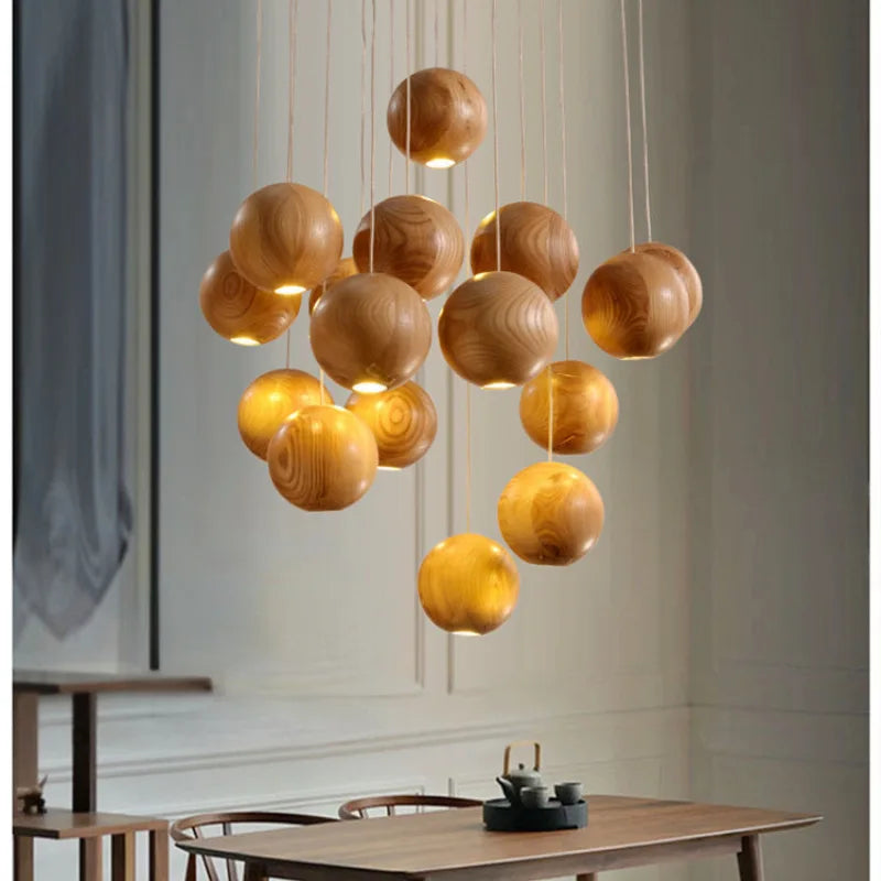 Solid Wood Pendant Light for Modern Nordic Living Room Decor by Afralia™