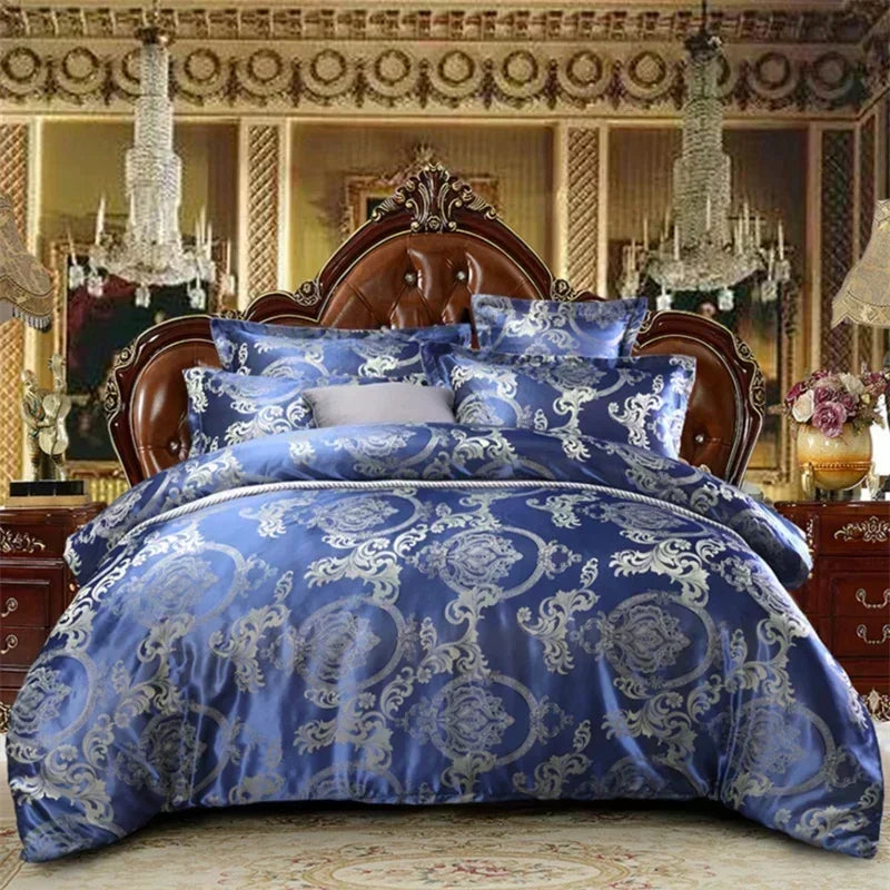 Afralia™ Satin Jacquard Duvet Cover Set King Queen Size Luxury Bedding