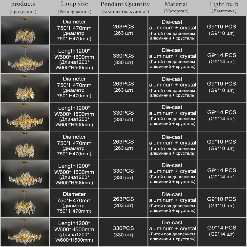 Afralia™ Luxury Gold Crystal Branch Chandelier for Kitchen Dining Living Room