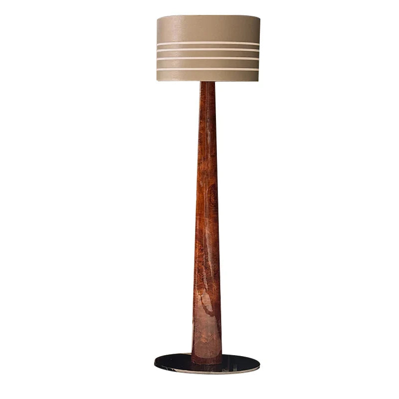 Afralia™ Brown Leather Wooden Floor Lamp - Luxury Italian Design