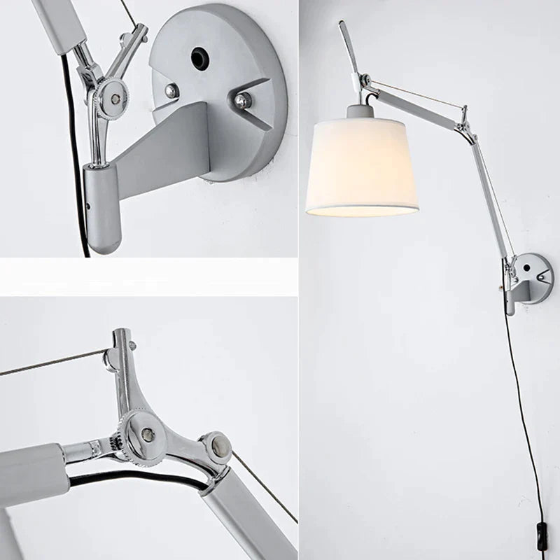 Afralia™ Swing Arm Wall Lamp for Bedroom, Foldable Industrial Bedside Light