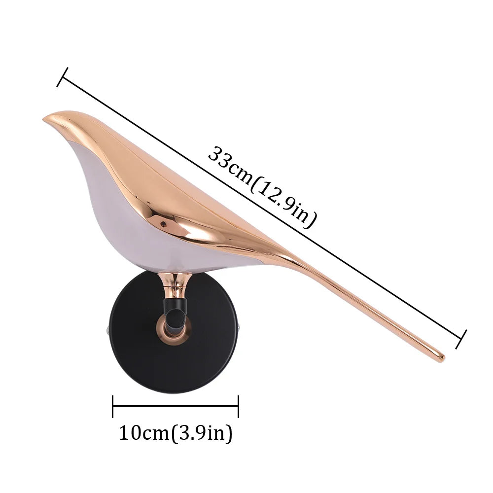 Afralia™ Rose Gold Nordic Bird LED Wall Sconce for Bedroom & Hallway Decor
