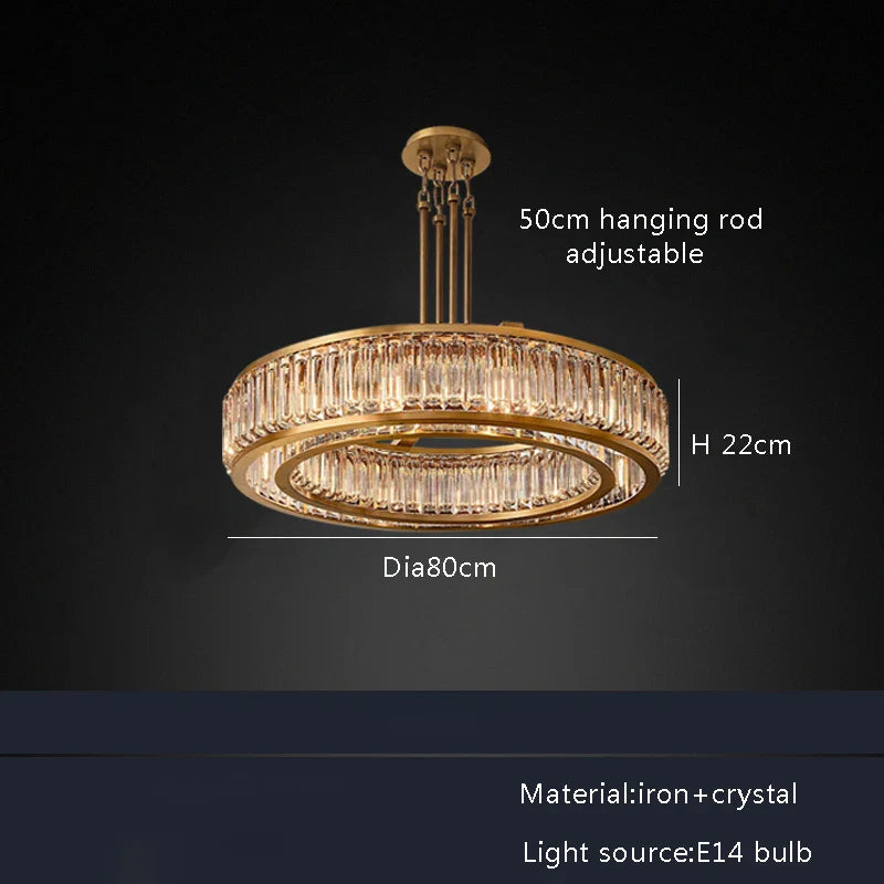 Afralia™ Gold Crystal Ceiling Chandelier LED Light Fixture for Luxury Home Decor