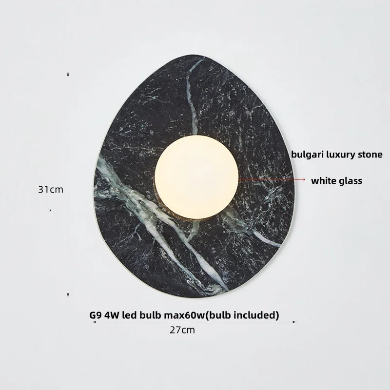 Afralia™ Green Marble Stone LED Wall Sconce Lighting for Bedroom and Hallway