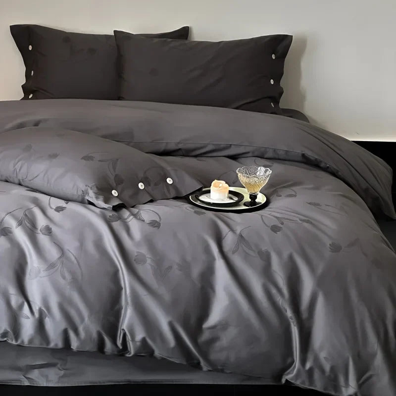 Afralia™ Egyptian Cotton Bedding Set Queen King Bed Linens Duvet Cover Pillowcase