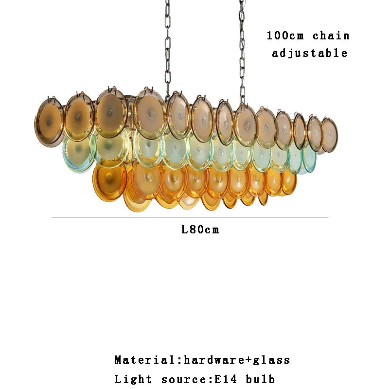 Afralia™ Colorful Glass LED Ceiling Chandelier: Vintage Pendant Home Decoration for Living Room