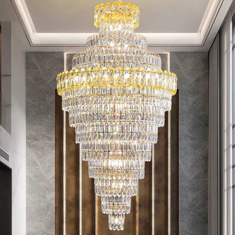 Afralia™ Crystal Chandelier: Penthouse Light Luxury for Villa Livingroom, Rotating Staircase Atmosphere
