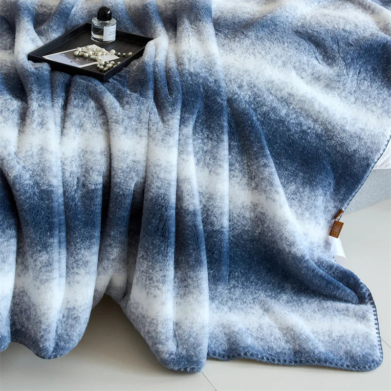 Afralia™ Plush Striped Nap Blanket - Luxury Soft Single Bed Sofa Comfort Blanket