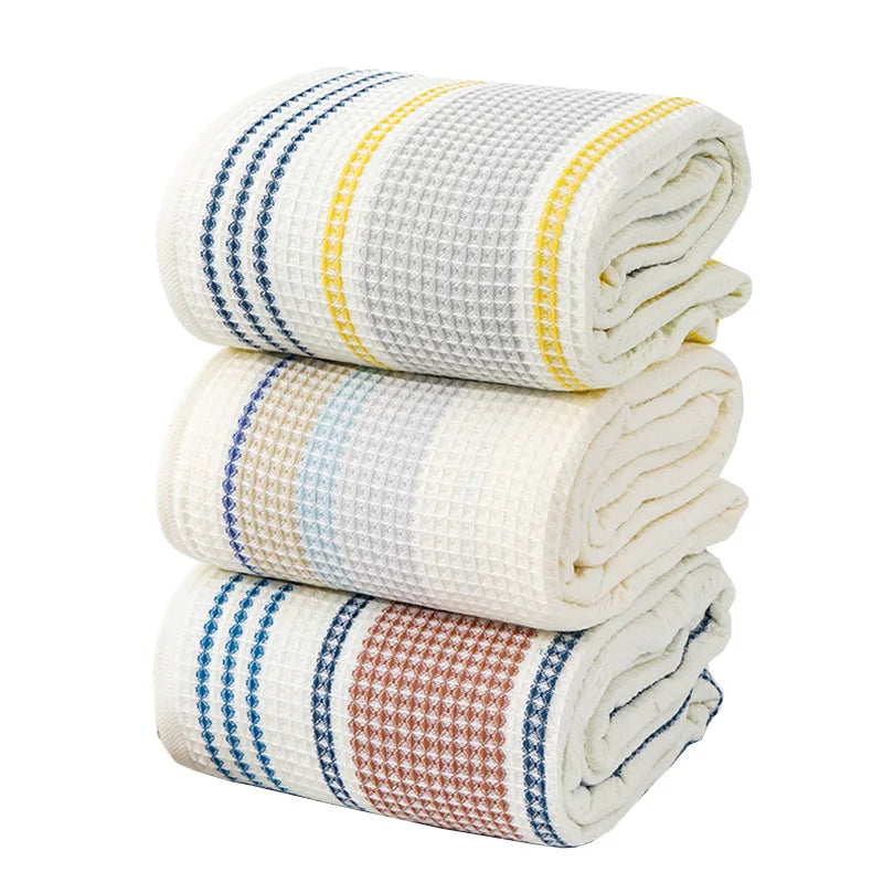 Afralia™ Cotton Bath Towel - Soft Absorbent Honeycomb Stripe Design, 70x140cm