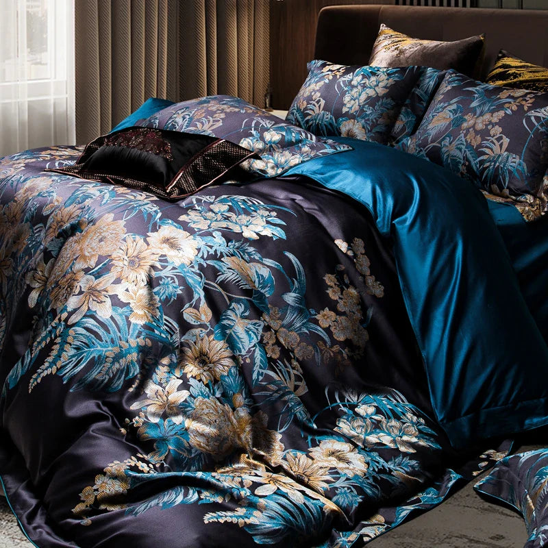 Royal Comfort Jacquard Bedding Set by Afralia™ - Queen/King Size Egyptian Cotton SilkLinens