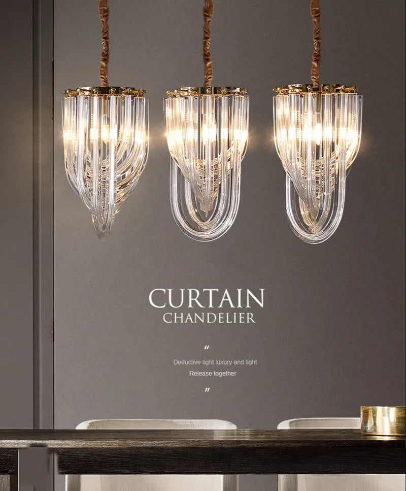 Afralia™ Modern Nordic Glass Tube Chandelier for Living Room Restaurant Bedroom Lighting