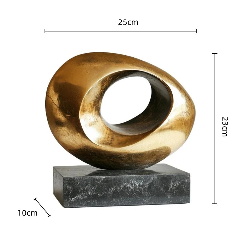 Afralia™ Gold Geometric Abstract Resin Ring Figurines for Stylish Home Decor