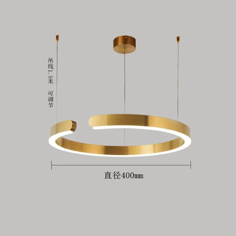 Afralia™ Nordic Ring LED Pendant Chandelier for Home Living Dining Kitchen Lighting