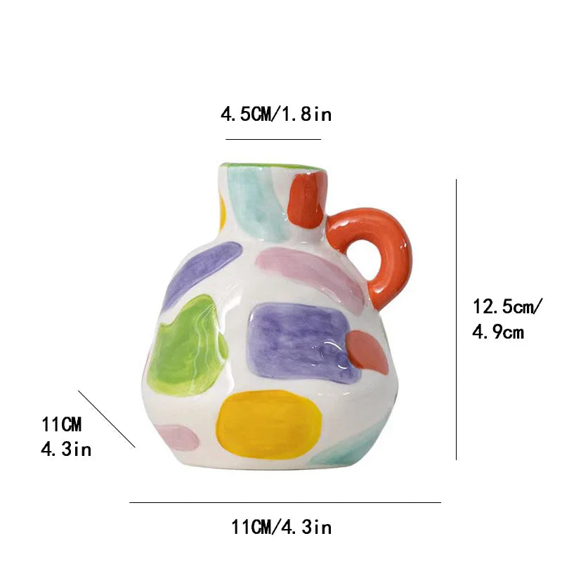 Afralia™ Cartoon Ceramic Vase Teapot Handmade Porcelain Flowerpot Decoration Accessories