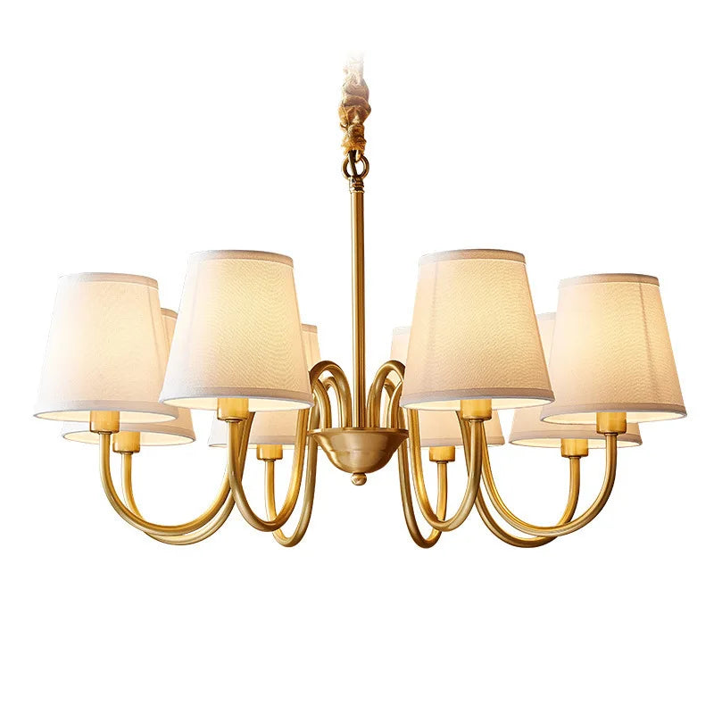 Afralia™ Luxury Fabric Copper Chandelier for Living Dining Room Kitchen