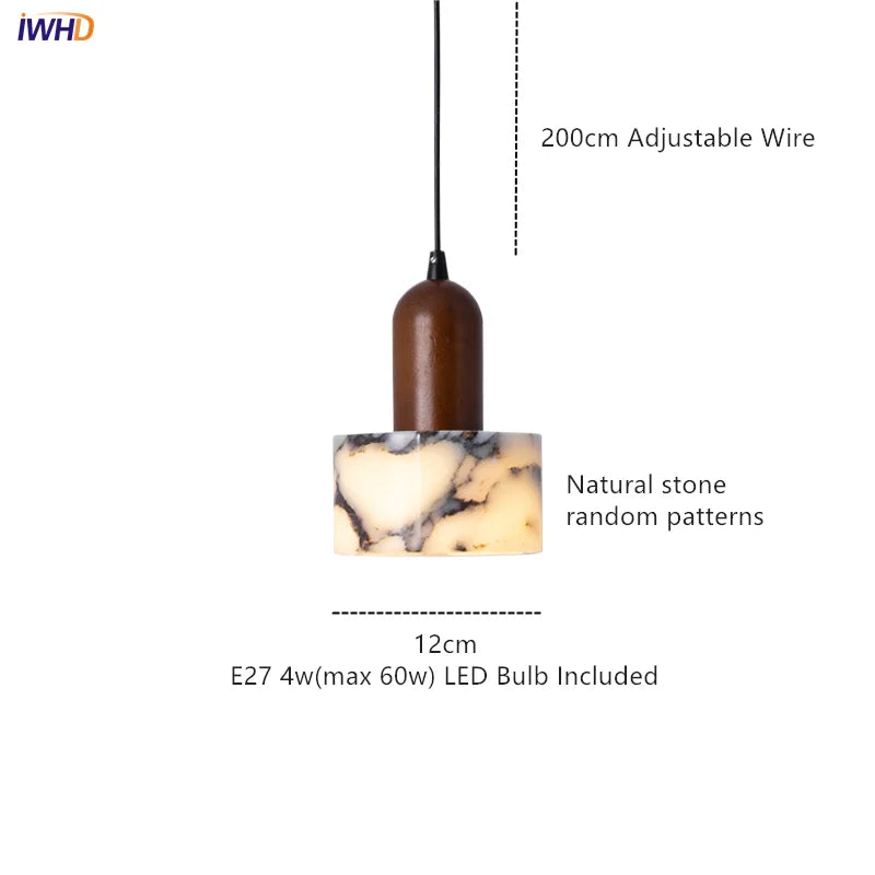 Afralia™ Natural Stone LED Pendant Lamp for Home Decor Living Dining Room