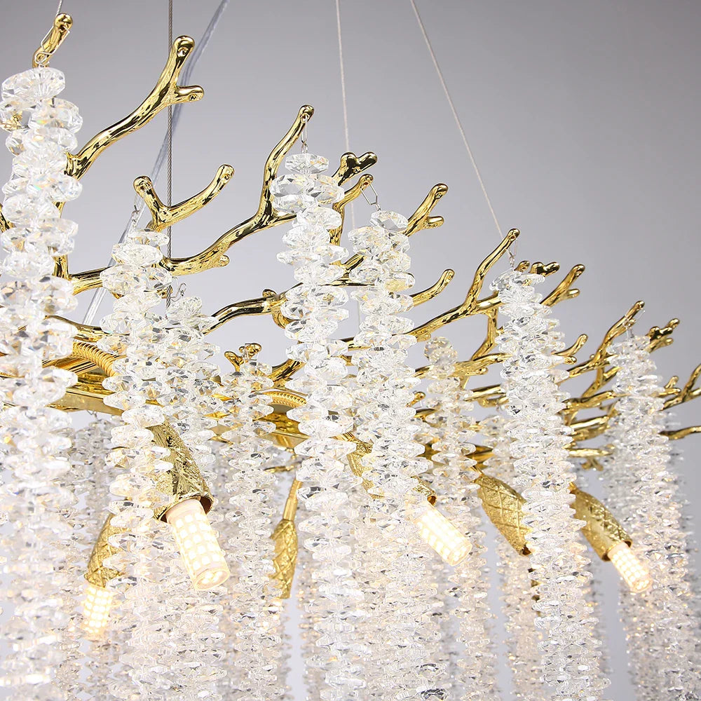 Afralia™ Crystal Metal Chandelier: Elegant Luxury Hanging Lamp for Home Hotel Decor