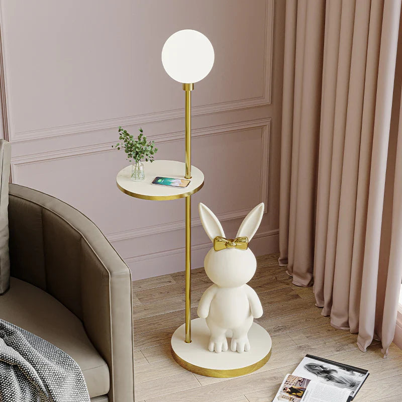 Afralia™ Resin Floor Lamp with Round Table for Children's Room and Study