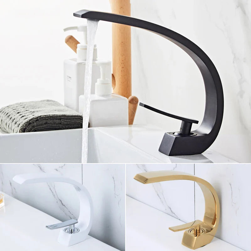 Afralia™ Modern Brass Basin Mixer Faucet with Single Handle for Bathroom Sink
