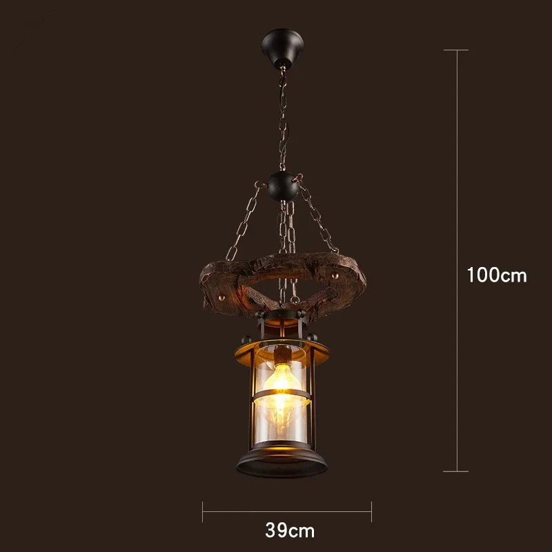 Afralia™ Wooden Chandelier: American Country Pendant Light for Cafe, Clothing, and Home