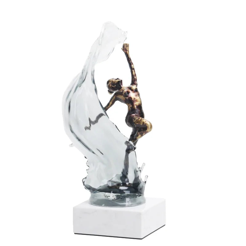 Afralia™ Ballet Dancer Figure Sculpture Clear Water Wave Home Decor