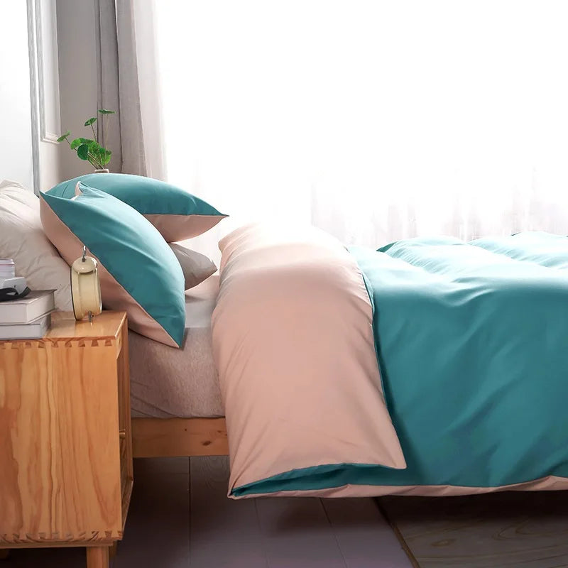 Afralia™ Solid Color Quilt Cover Set with Pillowcases, Full Queen King Size Bedclothes