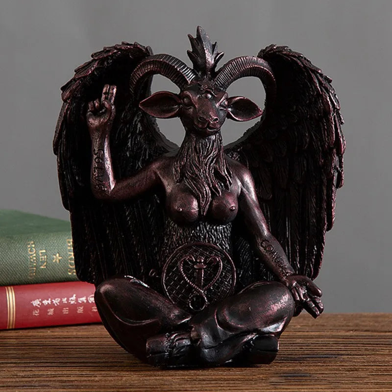 Afralia™ Baphomet Resin Statue 16cm Tall Horned Sabbatic Goat Figurine