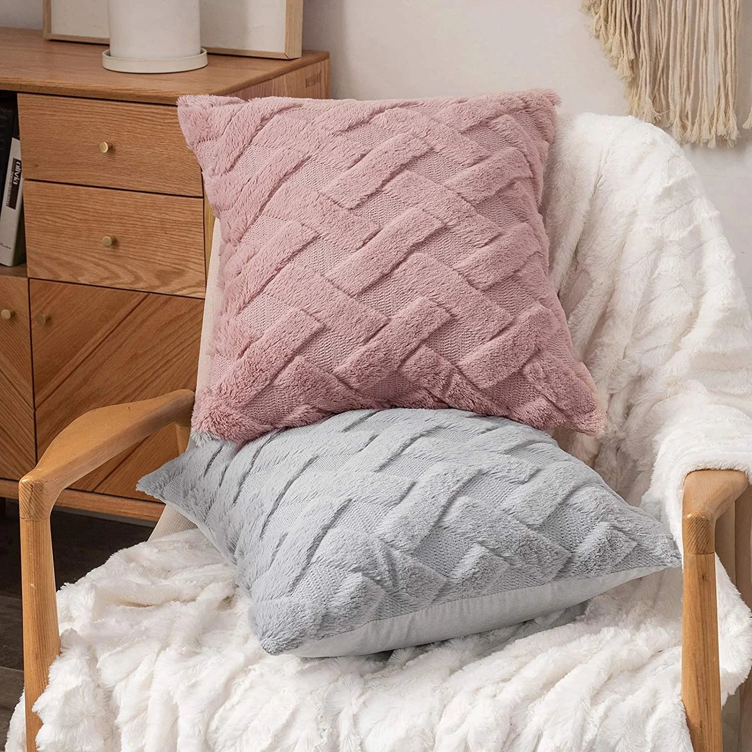 Afralia™ Luxurious Embroidered Velvet Wool Sofa Pillow Cover for Living Room Sofas