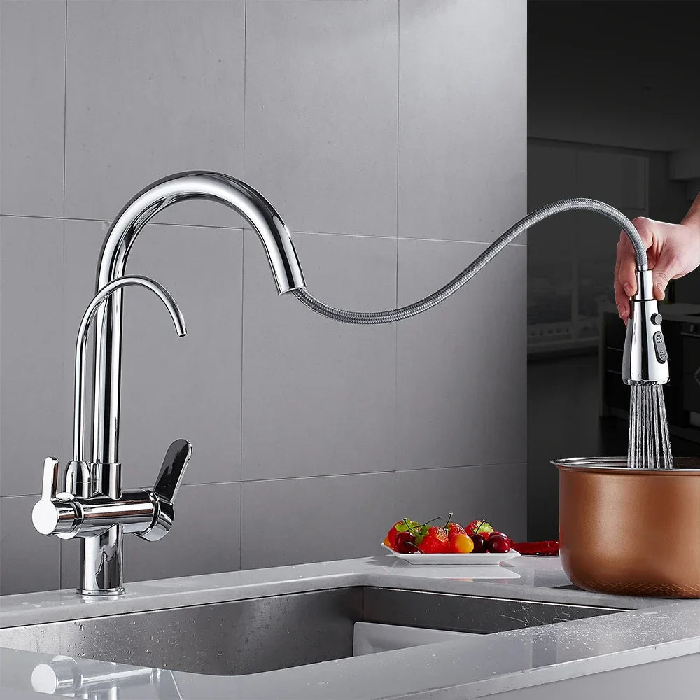 Afralia™ Kitchen Faucet: Three Ways Sink Mixer Crane for Water Filter Tap