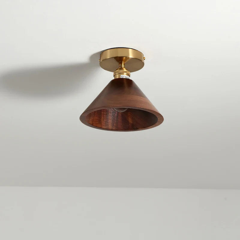 Afralia™ Walnut Copper LED Ceiling Lamp Modern Home Lighting Fixture