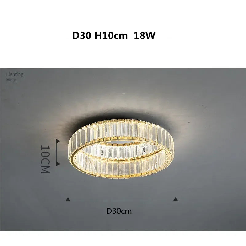 Afralia™ Gold Steel LED Dimmable Ceiling Lights Luxury Crystal Fixture