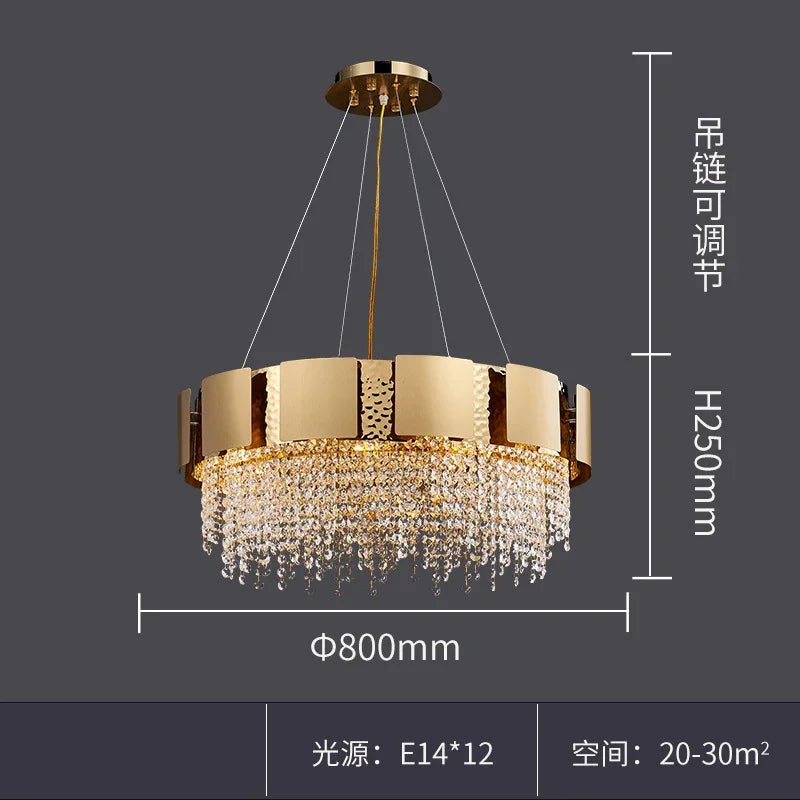 Afralia™ Modern Golden Stainless Steel Hanging Chandelier Ideal for Living Spaces