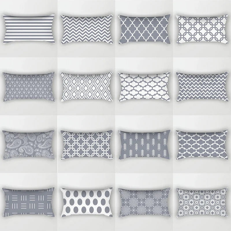Gray Geometric Pillowcase Short Plush Cushion Cover for Home Decor - Afralia™