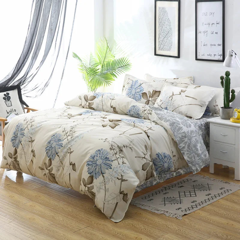 Afralia™ Cartoon Lattice Floral Geometric Pattern Bedding Set