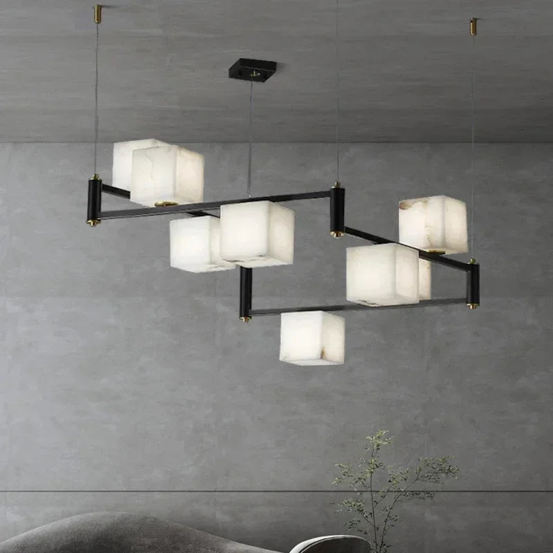 Afralia™ Marble Copper Chandelier for Bedroom Living Room Restaurant Atmospheric