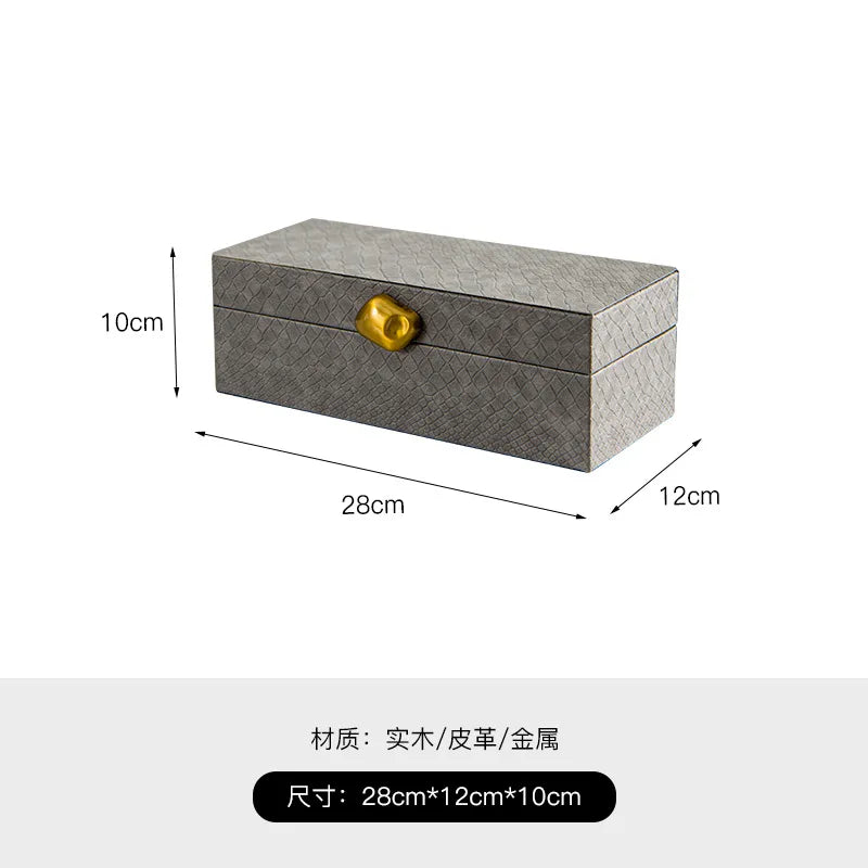 Afralia™ Golden Stone Handle Leather Jewelry Box: Elegant Desktop Storage Container for Home Decor